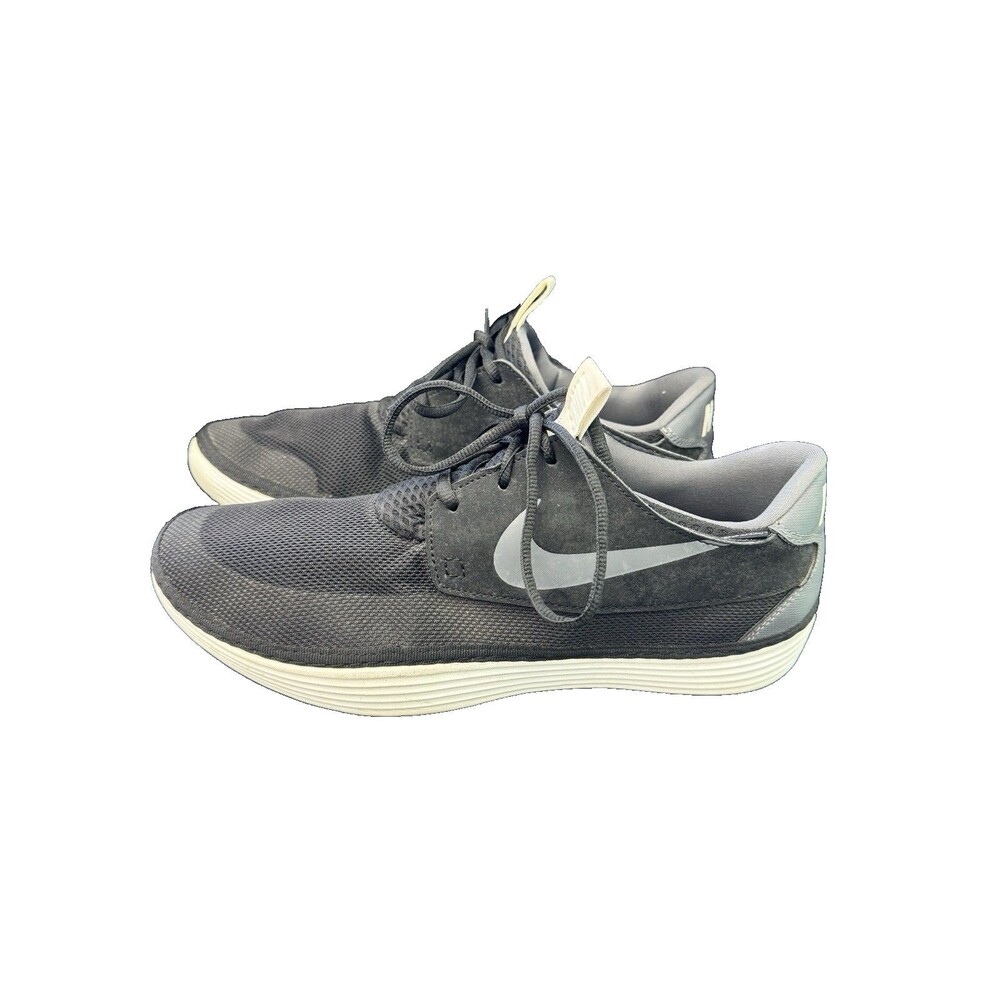 Nike Mens Solarsoft Moccasin Black Gray White Sneakers Shoes 555301-001 Size 12
